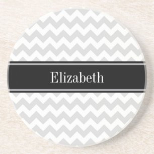 Posavasos Monograma conocido negro blanco gris de Lt Chevron