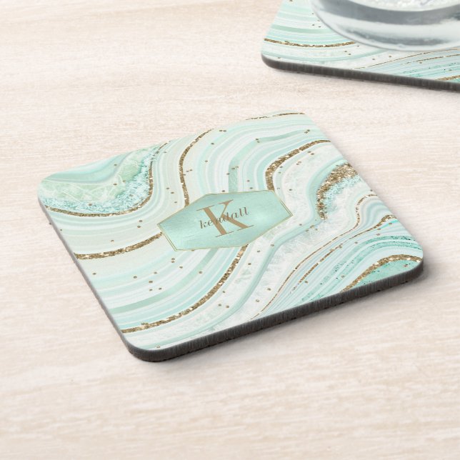 Posavasos Monograma de Ágata Abstracta Casa de Moneda ID827 (Lado Izquierdo)