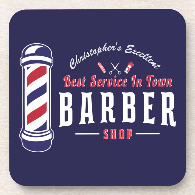 Posavasos Monograma de Barbershop Best Stylist Service (Frente)
