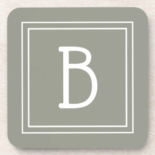 Posavasos Monograma de Casa de Campo Moderna en Verde y Blan