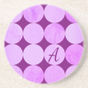 Posavasos Monograma de círculos violetas, magenta púrpura y