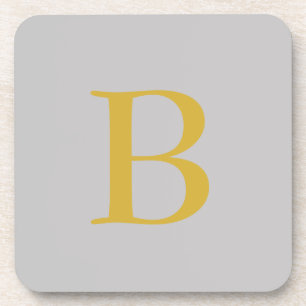 Posavasos Monograma de color Gris Gris moderno Añadir nombre