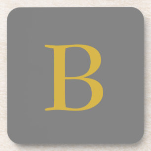 Posavasos Monograma de color Gris Gris moderno Añadir nombre