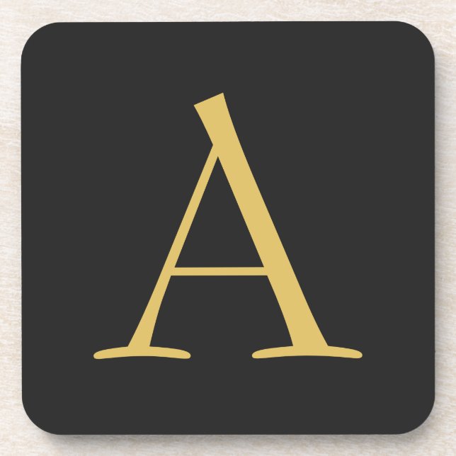 Posavasos Monograma de color oro gris (Frente)