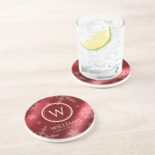 Posavasos Monograma de copos de nieve de Relieve metalizado
