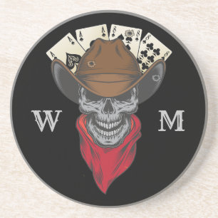 Posavasos Monograma De Cowboy De Ases Y Ochos