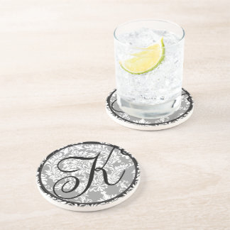 Posavasos Monograma de Damask Boda Aniversario Coasters