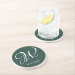 Posavasos Monograma de Esmeralda Personalizado Inicial<br><div class="desc">Monograma inicial simple y elegante personalizado en tipografía moderna. Un regalo de personalizado perfecto con un toque personal</div>
