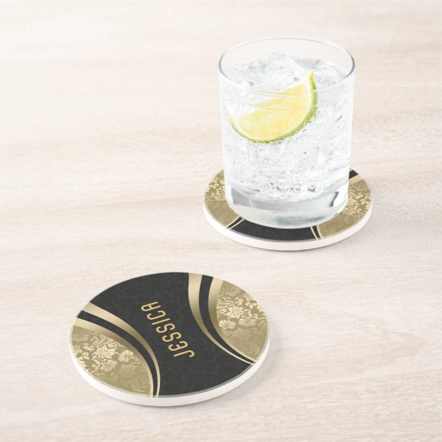 Posavasos Monograma de formas geométricas de damascos de col (Lado)