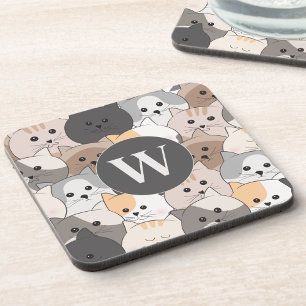 Posavasos Monograma de gatos Personalizados