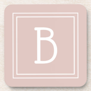 Posavasos Monograma de granja moderna en rosa y blanco