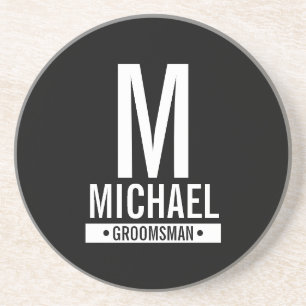 Posavasos Monograma de Groomsman personalizado y montaña rus
