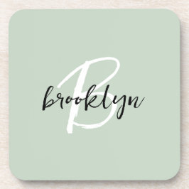 Posavasos Monograma de guiones blancos y negros de color ver