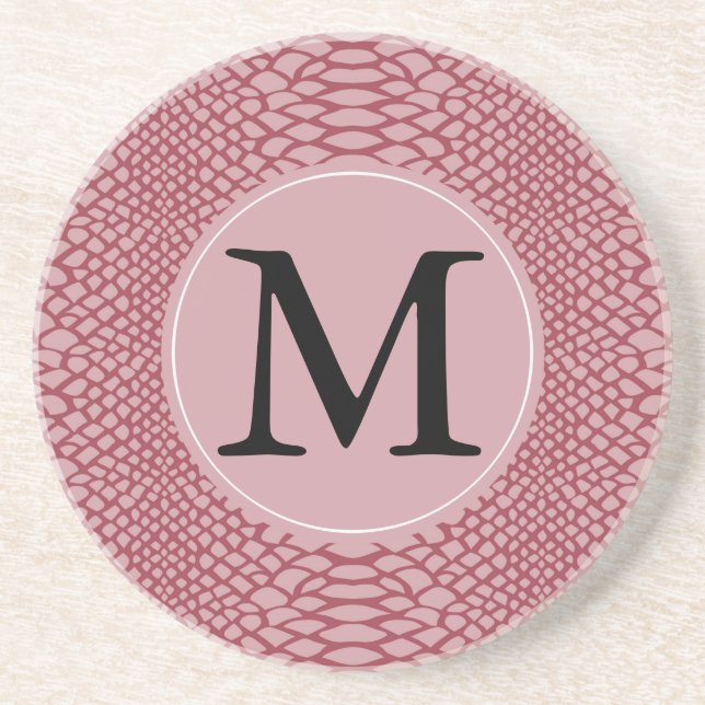 Posavasos Monograma de impresión de serpientes rosadas (Frente)