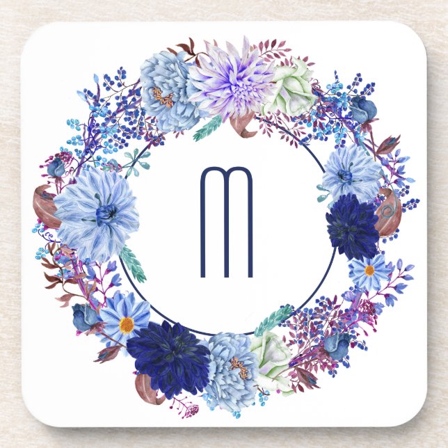 Posavasos Monograma de la corona azul de Mamá (Frente)