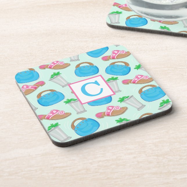 Posavasos Monograma de la maleta de Bermuda Derby Mint Julep (Lado Izquierdo)