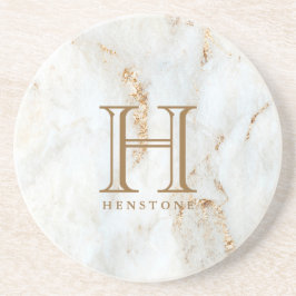 Posavasos Monograma de Mármol Blanco Roto de Oro