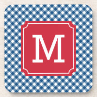 Monograma de Moda de país Blue Gingham Personalize