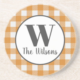 Posavasos Monograma de naranja blanco con guarnición de búfa