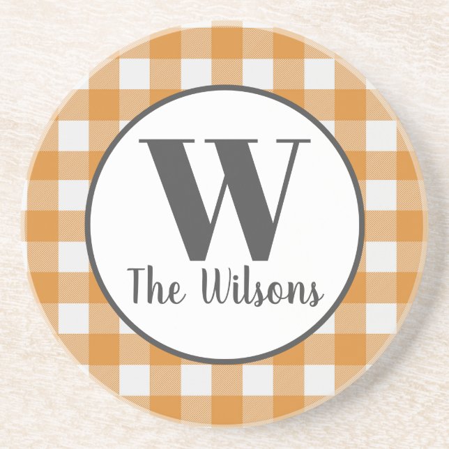 Posavasos Monograma de naranja blanco con guarnición de búfa (Frente)