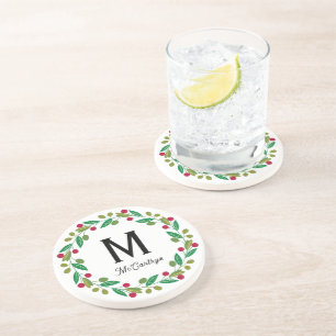 Posavasos Monograma de Navidad en arenisca