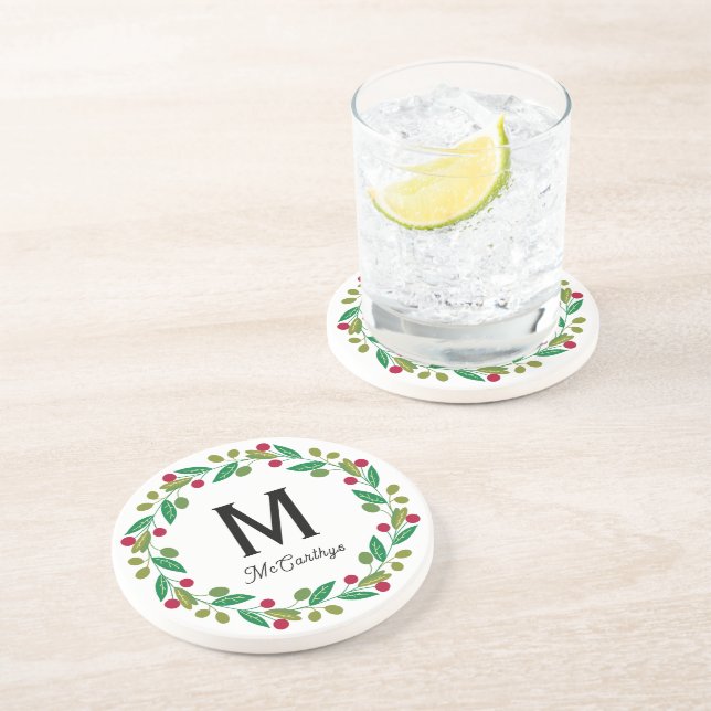 Posavasos Monograma de Navidad en arenisca (Lado)