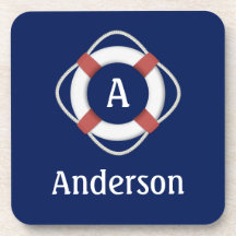 Monograma de Navy Blue Nautical Lifesaver
