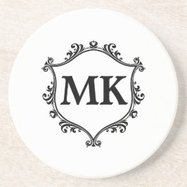 Posavasos Monograma de nombres personalizados de escudo real