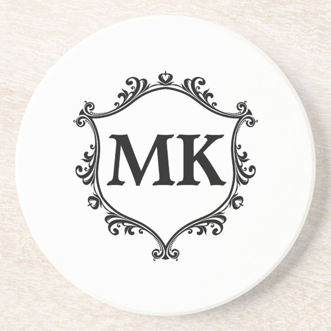 Posavasos Monograma de nombres personalizados de escudo real (Frente)