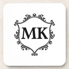 Posavasos Monograma de nombres personalizados de escudo real