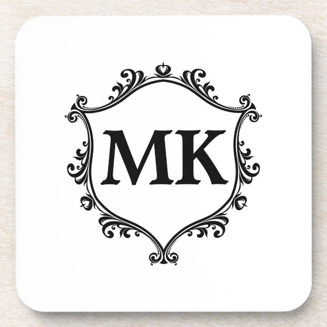 Posavasos Monograma de nombres personalizados de escudo real (Frente)