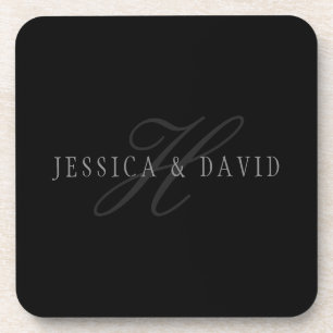 Posavasos Monograma de nombres y apellidos de parejas
