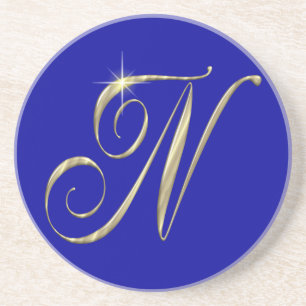 Posavasos Monograma de oro N iniciales mercancía