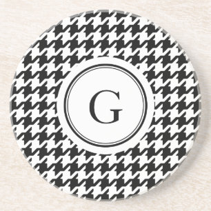 Posavasos Monograma de patrón de patinaje blanco negro clási