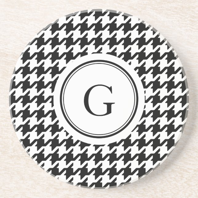 Posavasos Monograma de patrón de patinaje blanco negro clási (Frente)