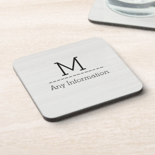 Posavasos Monograma de textura de grano de madera blanca