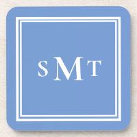 Monograma de tres letras azul y blanco