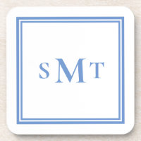 Monograma de tres letras azul y blanco