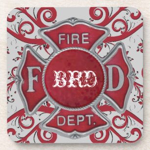 Posavasos Monograma del personalizado del cuerpo de bomberos