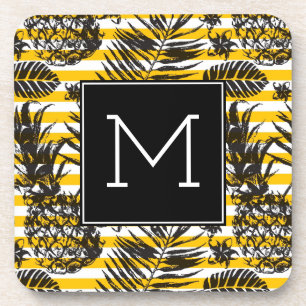 Posavasos Monograma dibujado mano de las piñas el