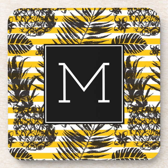 Posavasos Monograma dibujado mano de las piñas el | (Frente)