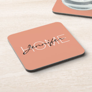 Posavasos Monograma doméstico color salmón oscuro