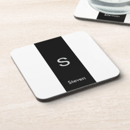 Posavasos Monograma dos tonos moderno negro y blanco