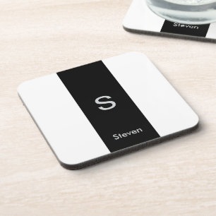 Posavasos Monograma dos tonos moderno negro y blanco