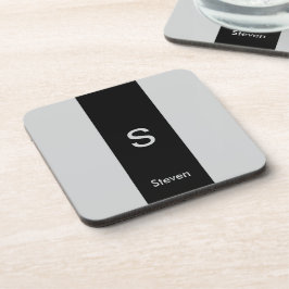 Posavasos Monograma dos tonos negro moderno y gris