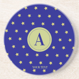 Posavasos Monograma elegante con patrón de estrella dorada y