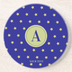 Posavasos Monograma elegante con patrón de estrella dorada y