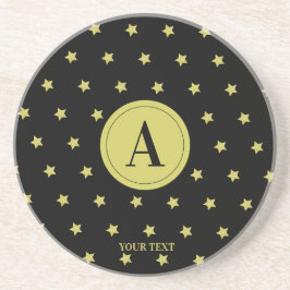 Posavasos Monograma elegante con patrón de estrella en oro y