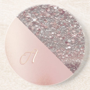 Posavasos Monograma Elegante en Oro Rosa