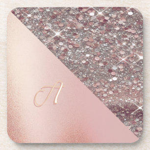 Posavasos Monograma Elegante en Oro Rosa